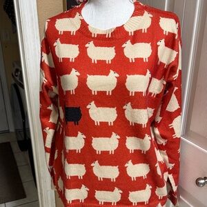Princess Diana-themed black sheep sweater. EUC Sz Large